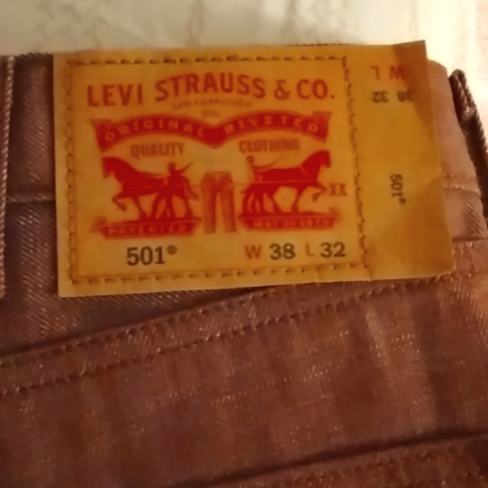 Mens  501 Levi Jeans, Brown , 38/32 in Size